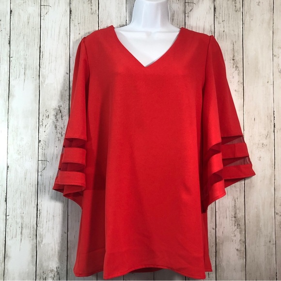 Unknown Brand V-Neck Short Kimono Sleeve Blouse Large - Picture 1 of 5